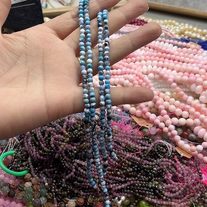 玛瑙/玉髓珠宝半成品未镶嵌2条4mm奶皮玛瑙