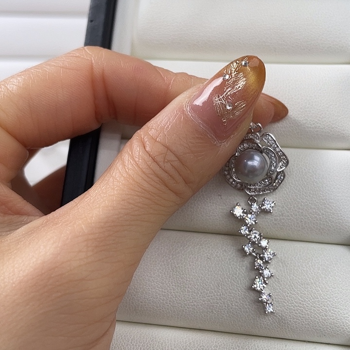 吊坠(不含链)银S925镶嵌海水珍珠
