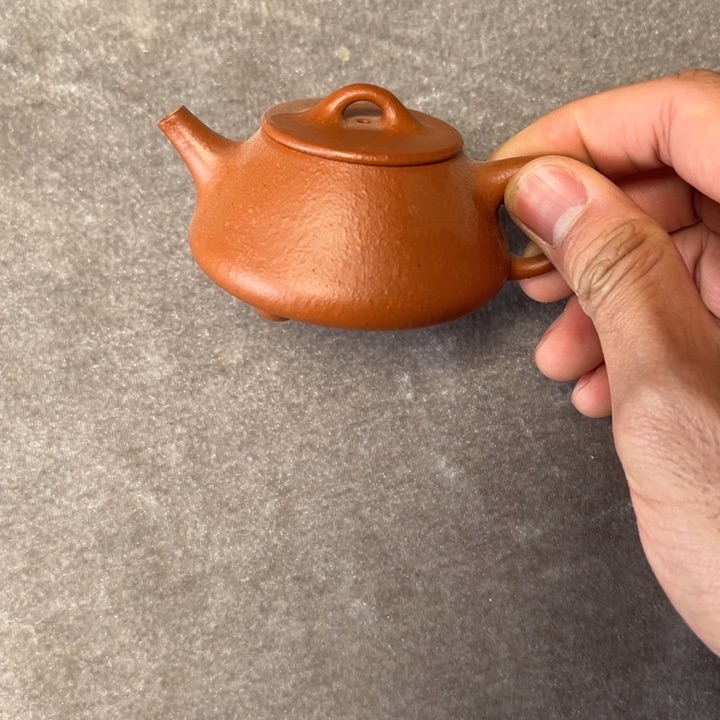 紫砂茶壶生砂朱泥平盖石瓢80cc