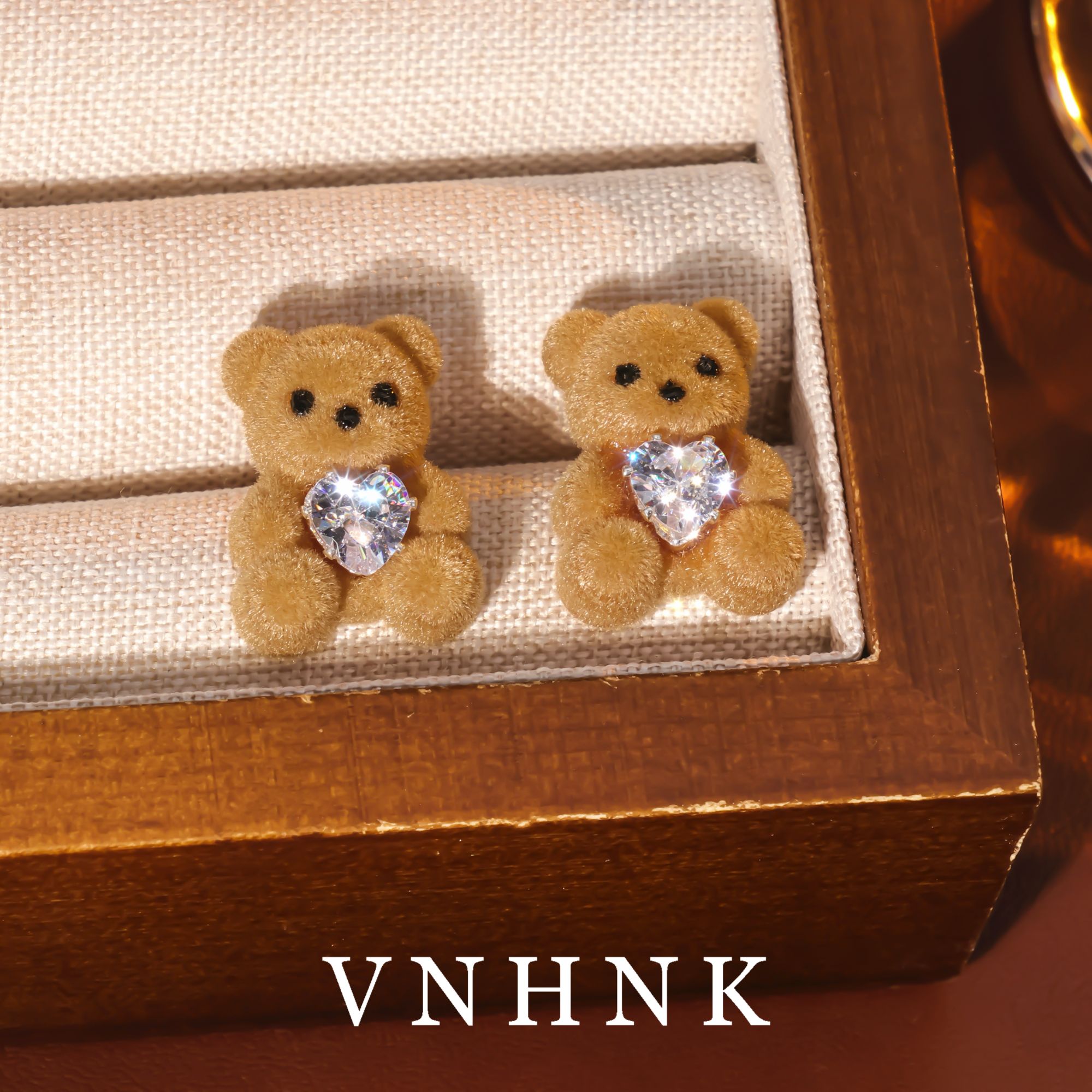 铜合金合成锆石耳饰 美可儿  F332  卡其色小众百搭耳环