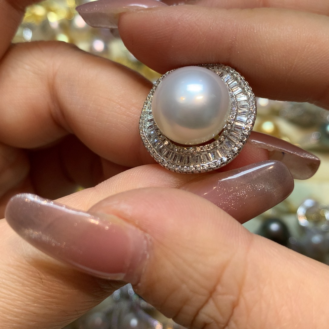 海水珍珠戒指银S925镶嵌