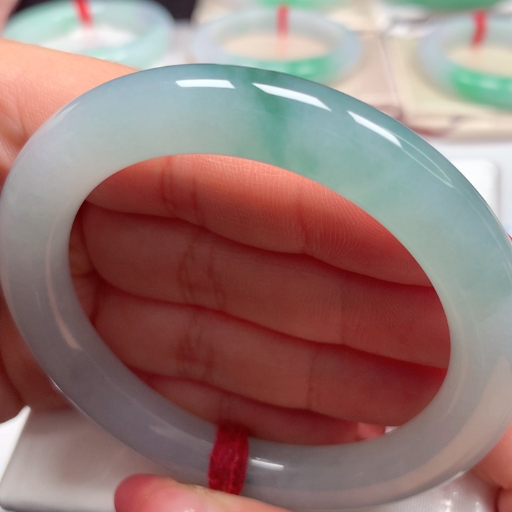 翡翠手镯（圆镯）未镶嵌⭐️冰胶蓝花61