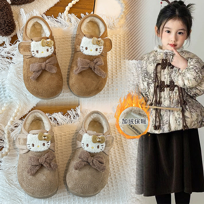 女童勃肯鞋2025秋冬新款儿童加绒保暖皮靴小公主软底防滑轻便棉靴