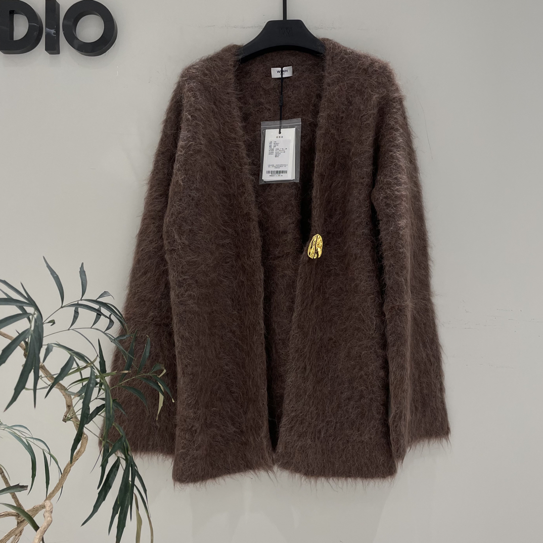 WIWH 棕色羊毛开衫