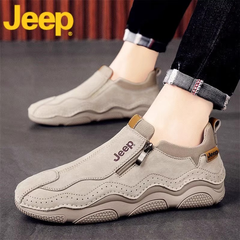 jeep吉普豆豆鞋子男鞋春秋季爆款2025新款一脚蹬休闲皮鞋男士板鞋