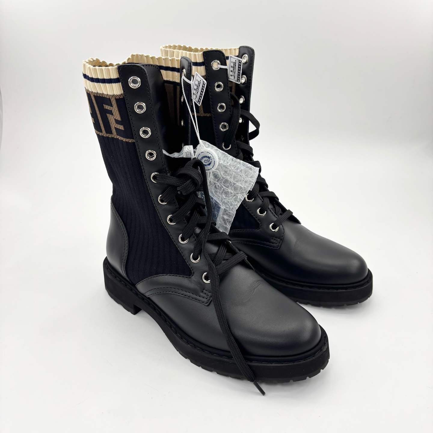 99新 FENDI/芬迪 36码/针织老花马丁靴TT250888