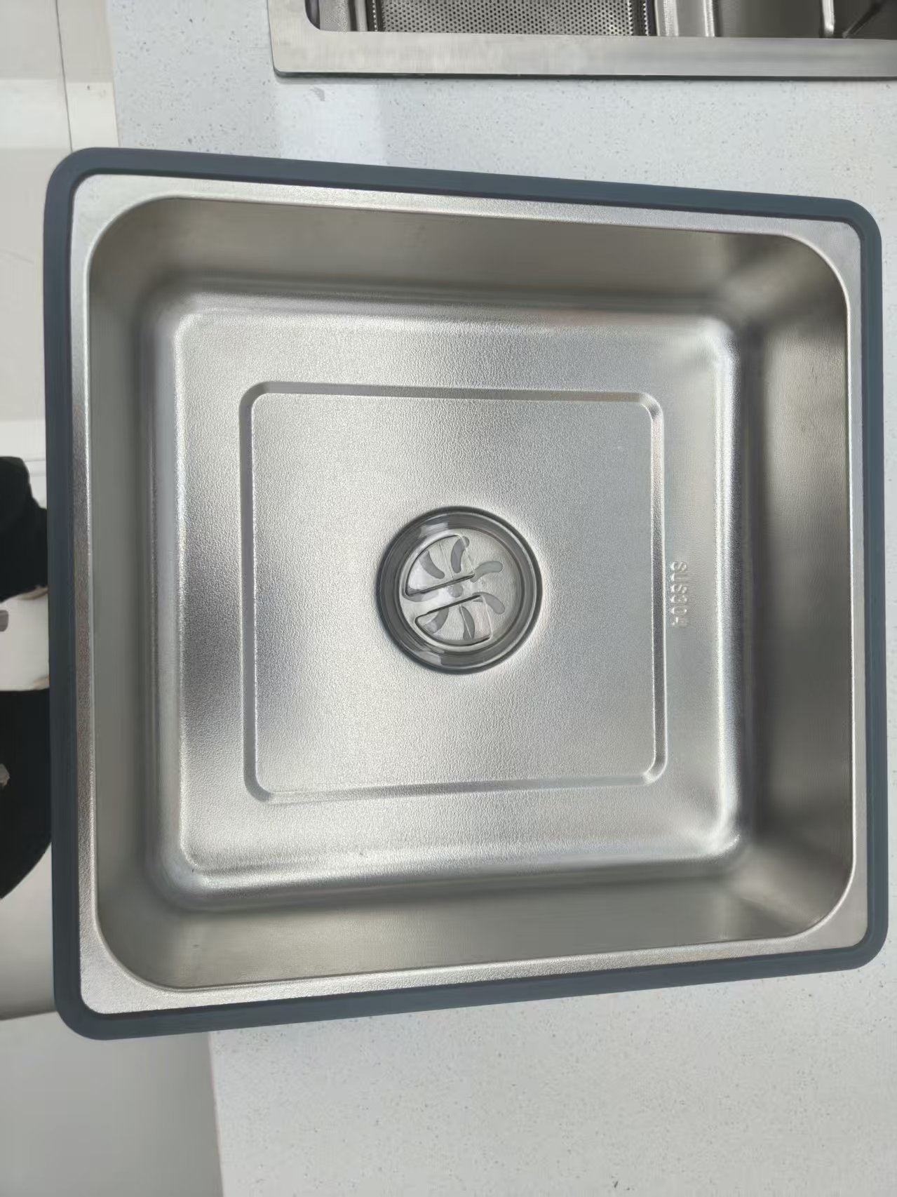 不锈钢水晶锤纹超大盆中盆水槽专用洗碗池全包边加深加厚原色