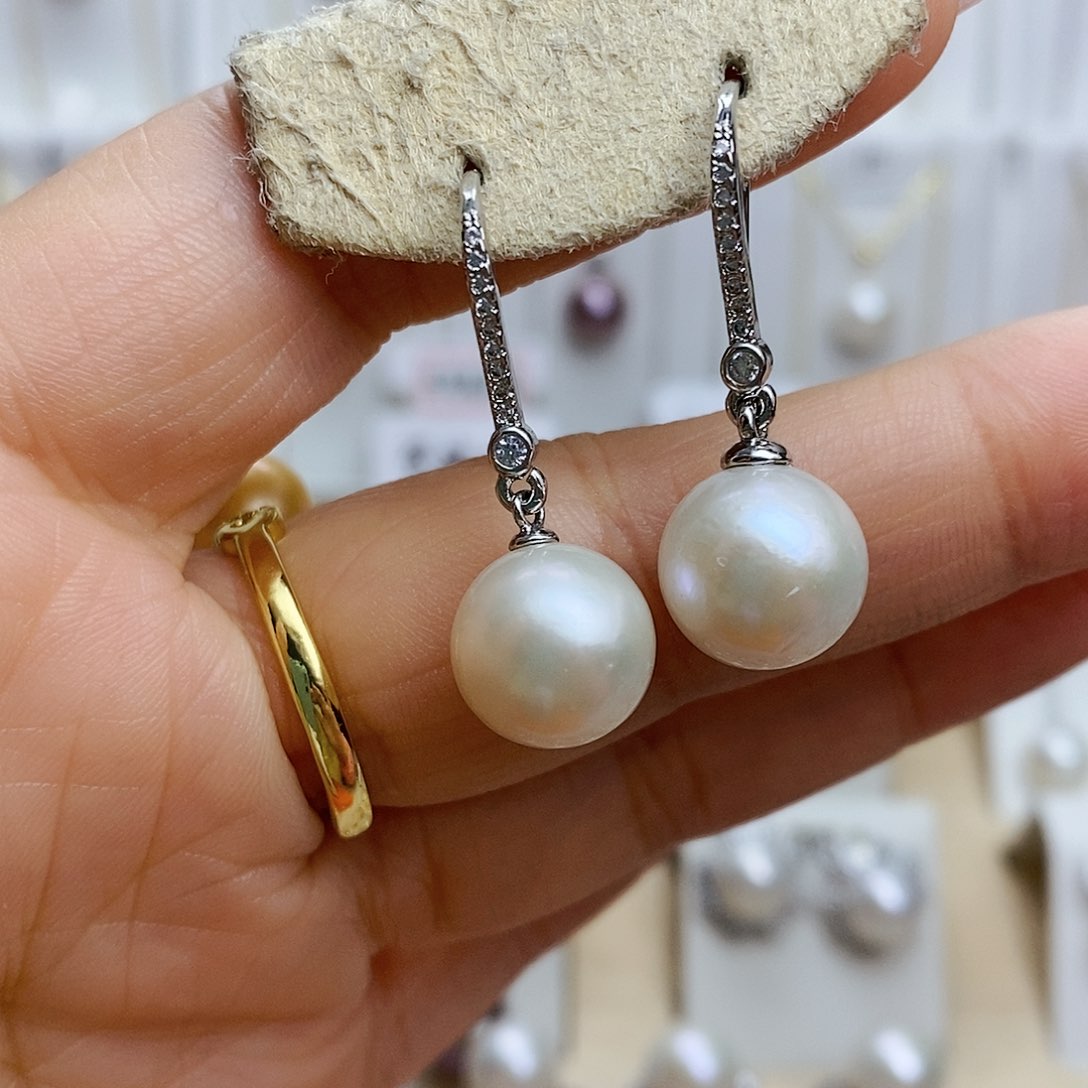 淡水珍珠耳饰银S925镶嵌