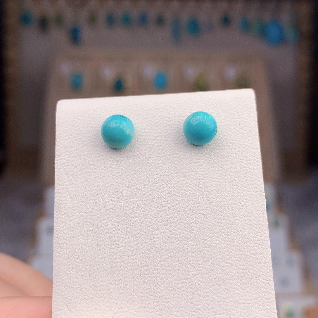 银S925镶嵌绿松石耳饰