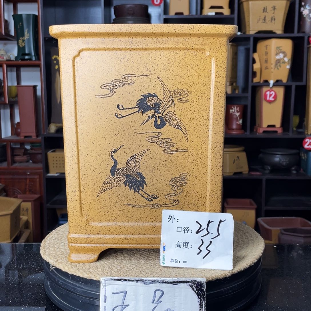 紫砂不***3花盆婉秋紫砂