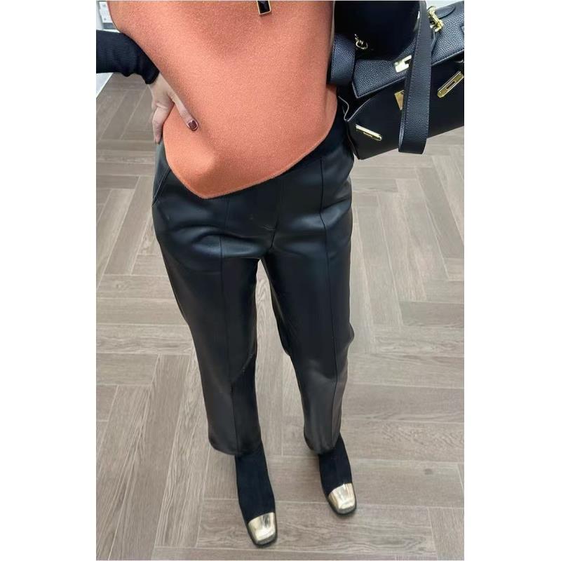 【媛媛专属】超显瘦舒服高弹抗皱免洗pu蛋白皮小脚九分裤加绒