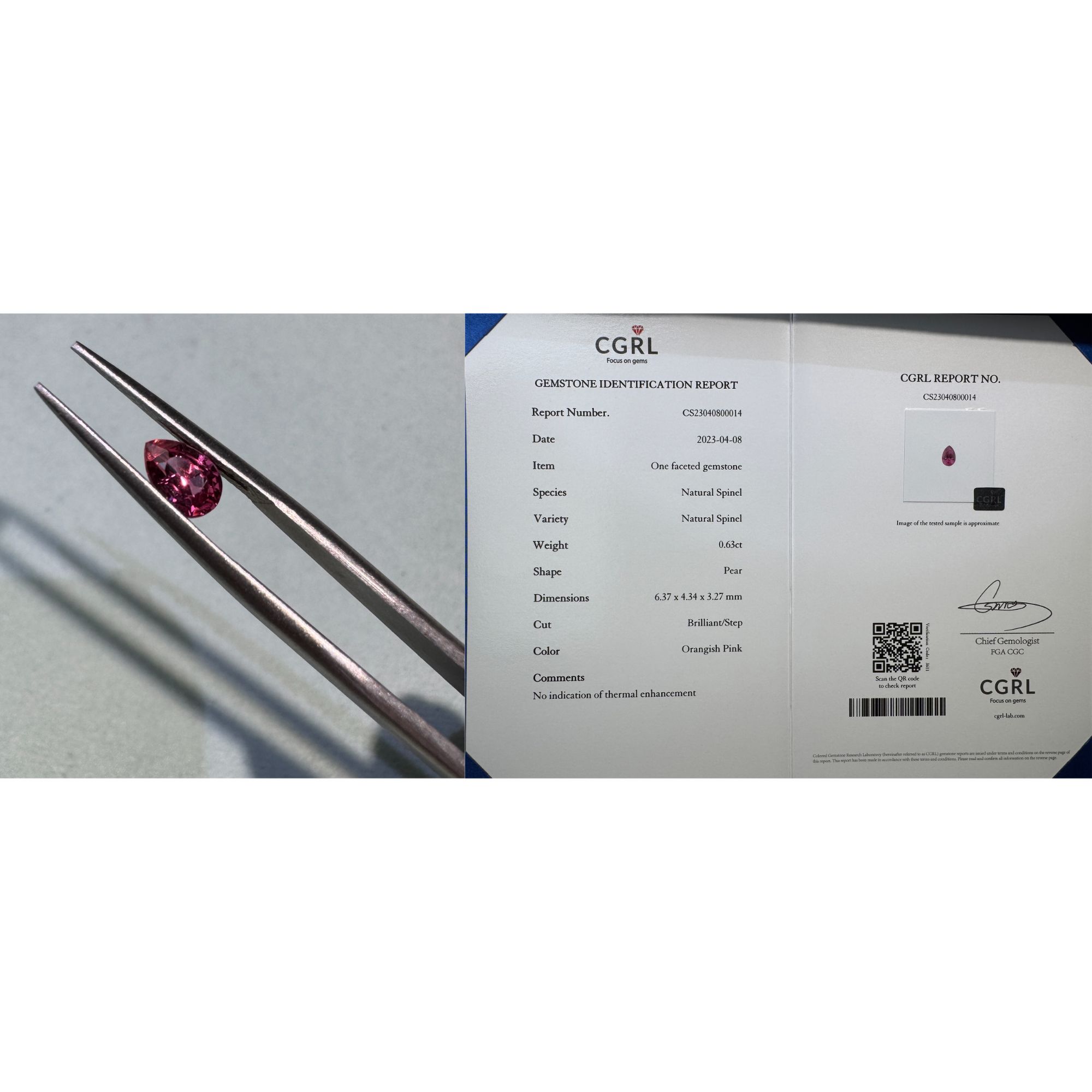 34 橙粉色 spinel 0.63ct
