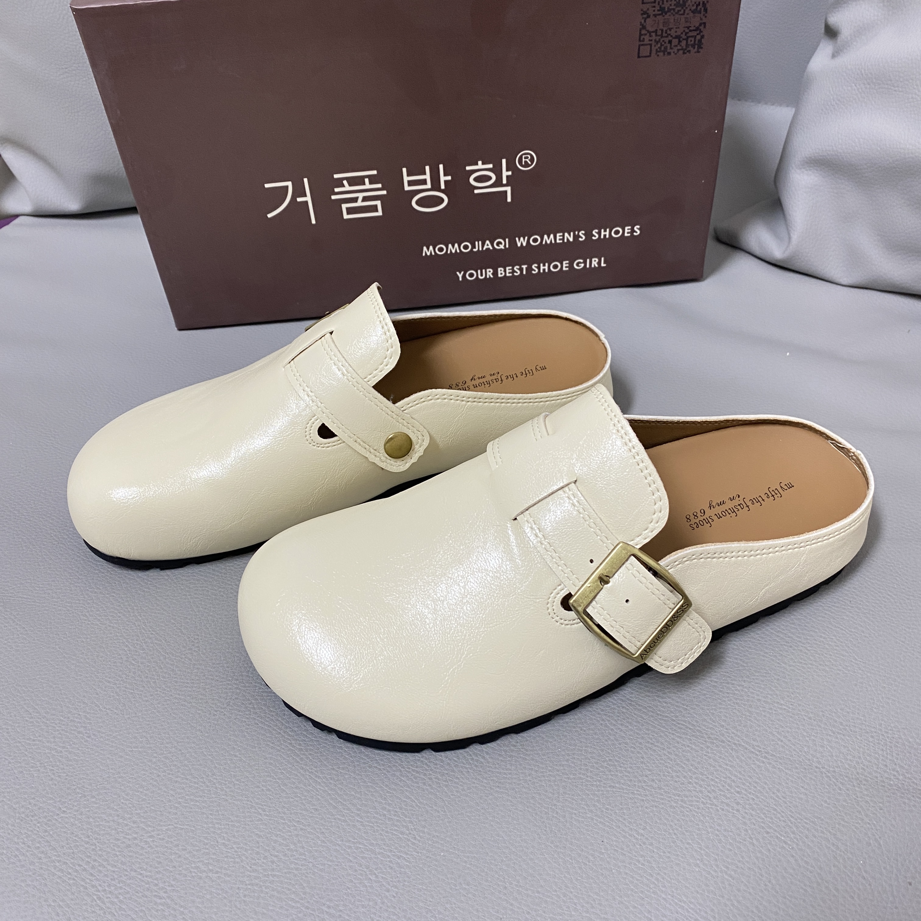 7002 厚底勃肯鞋女2025春夏新款坡跟半拖户外皮带扣包头半拖鞋