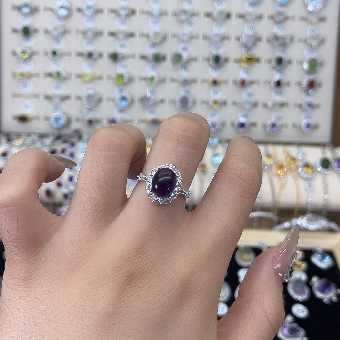 小***君紫晶银S925镶嵌戒指