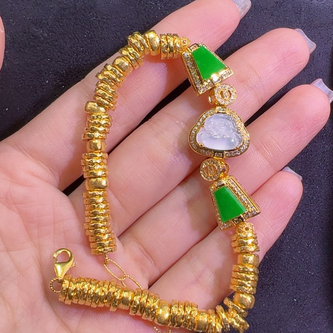 18K金镶嵌手链翡翠手链