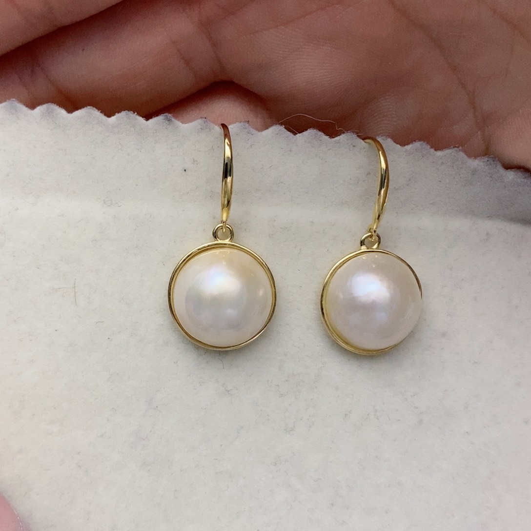 【闪购商品】拼合珍珠（马贝珠）耳饰银S925镶嵌22