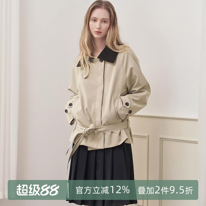ANTIFORM背构卡其色宽松简约显瘦风衣小个子外套女2025春季新款