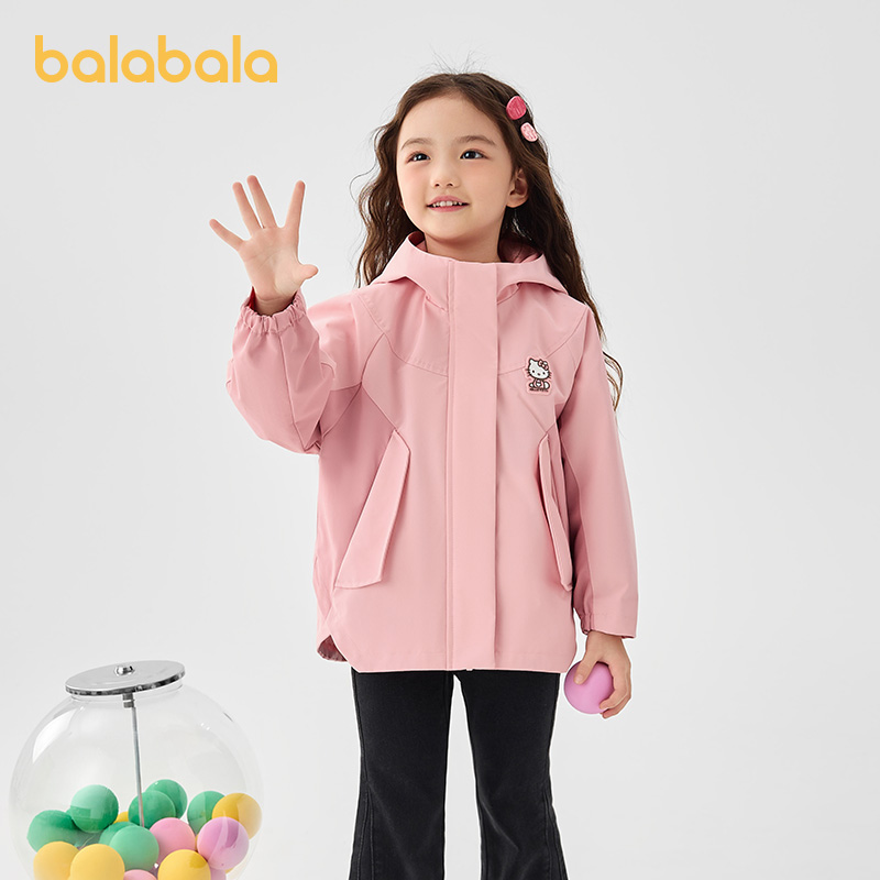 【HelloKittyIP】巴拉巴拉女童外套加绒春秋上衣甜美时尚连帽潮