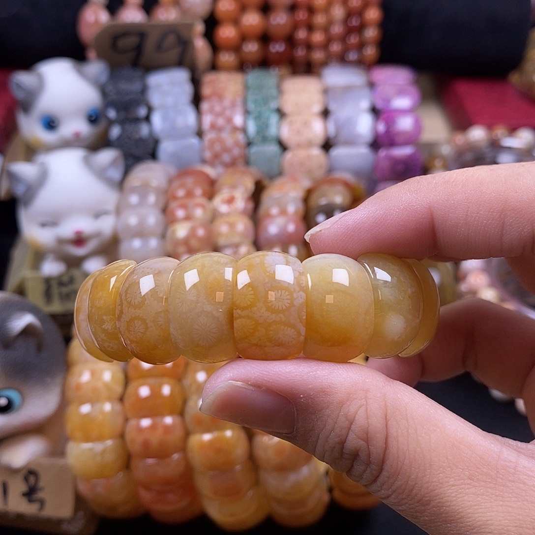 廿***玖硅化珊瑚（珊瑚玉）手牌未镶嵌