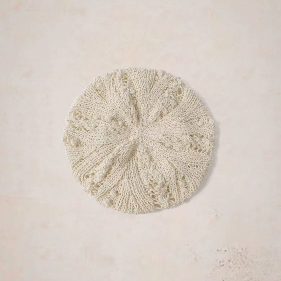 ｛麻薯の帽帽｝针织贝雷帽 画家帽女镂空编制