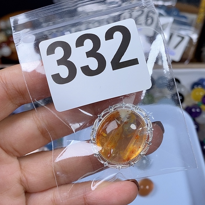 银S925镶嵌珠宝半成品水晶熏****t