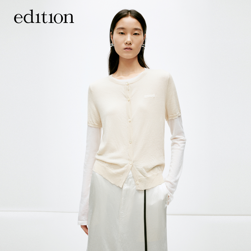 edition新款针织两件套女绵羊毛拼色叠穿上衣#EBD2CART01