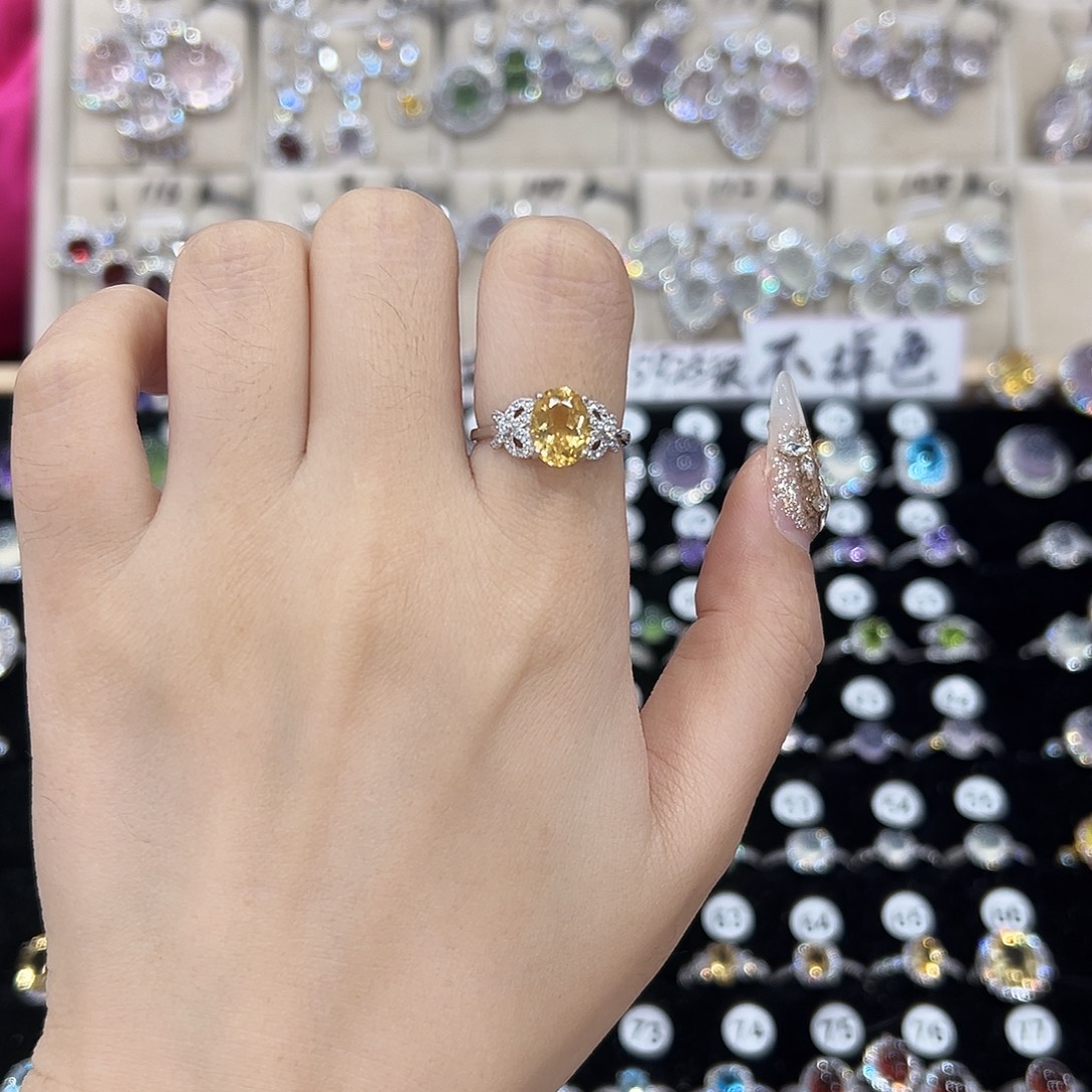 々***慌银S925镶嵌戒指黄晶