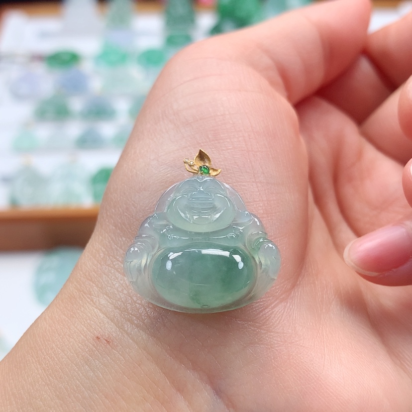 【闪购商品】翡翠吊坠(赠链)18K金镶嵌