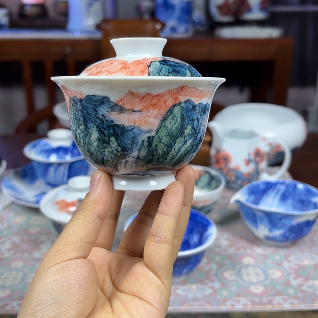 国一王老师手绘釉下五彩