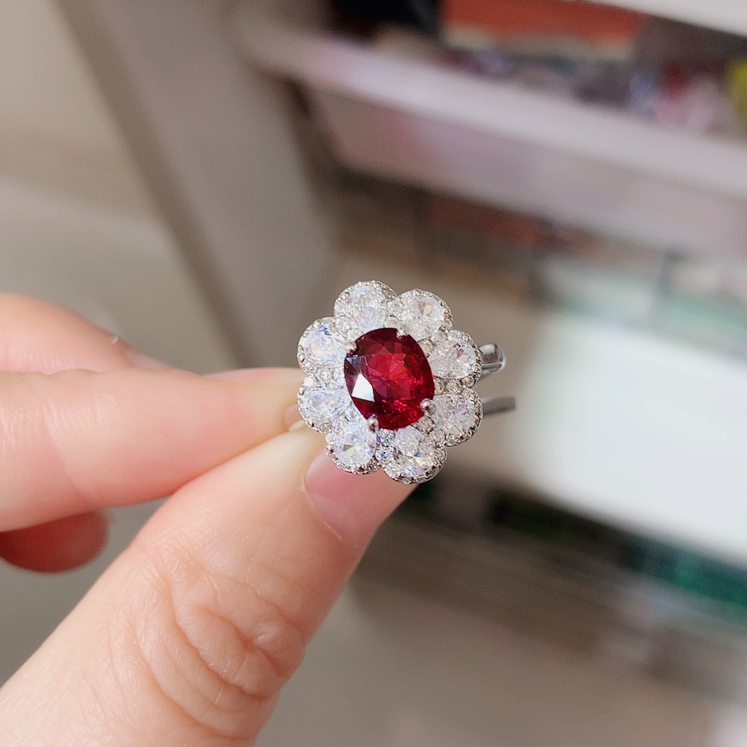 碧玺戒指银S925镶嵌戒指超美