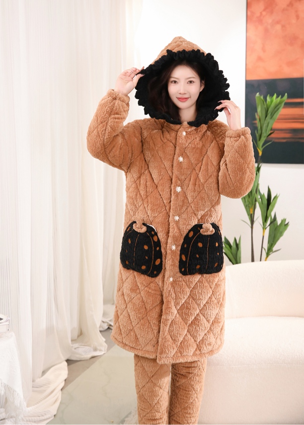 女款单件大衣蛋糕绒加厚保暖站袍