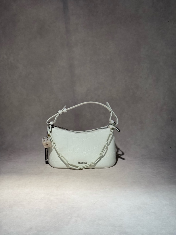 纯色拉链纹腋下包单肩