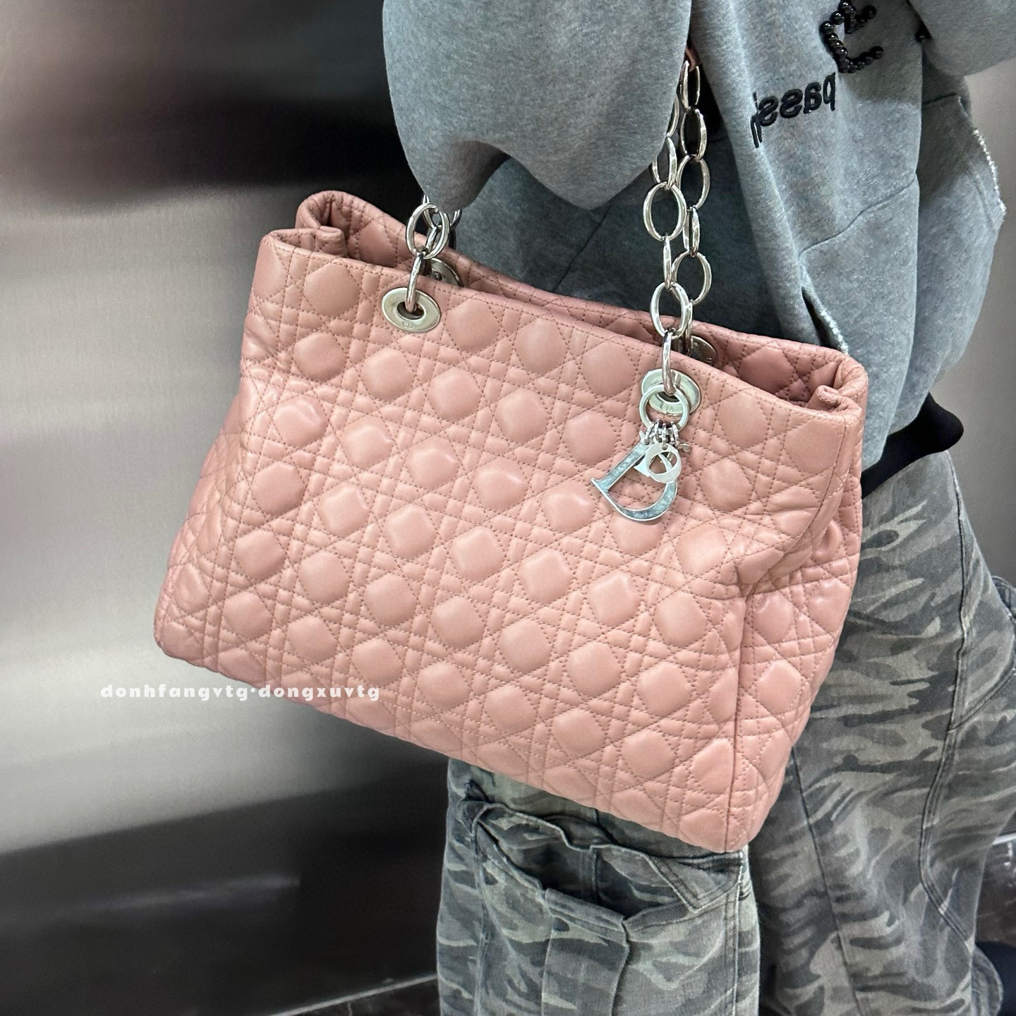 95新 DIOR/迪奥 dior 干枯玫瑰色戴妃托特单肩包K