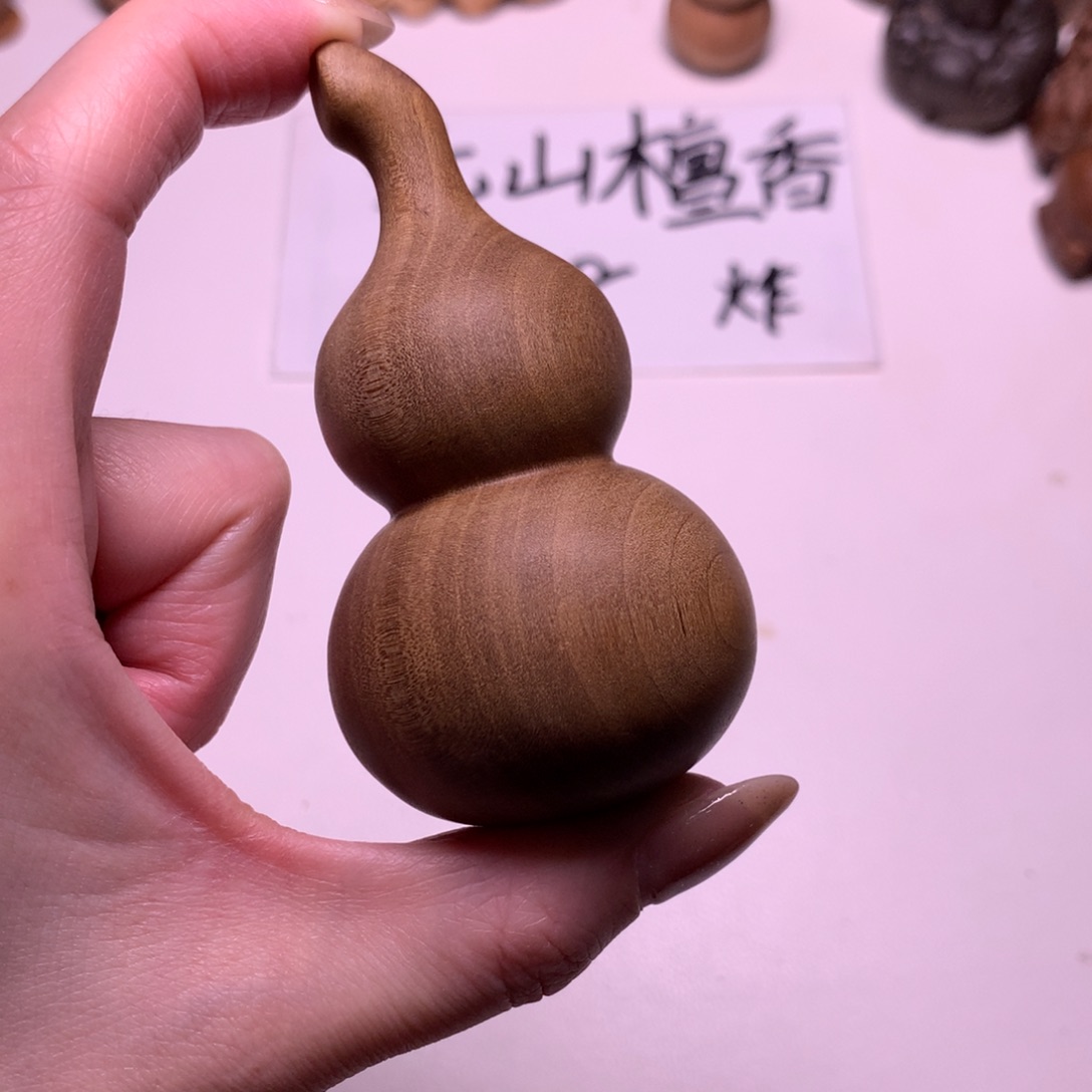 檀香木把件大葫芦手把