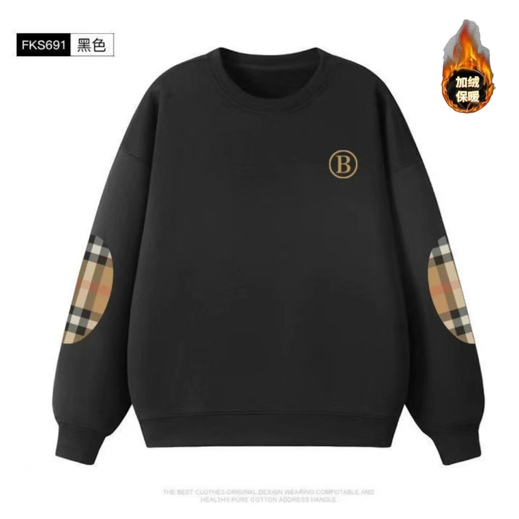 秋冬新款加绒加厚卫衣男女同款潮牌时尚潮流圆领保暖-卫衣136