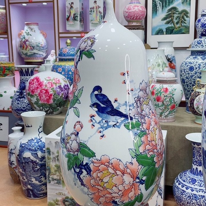 花瓶全手工釉下彩葫芦瓶