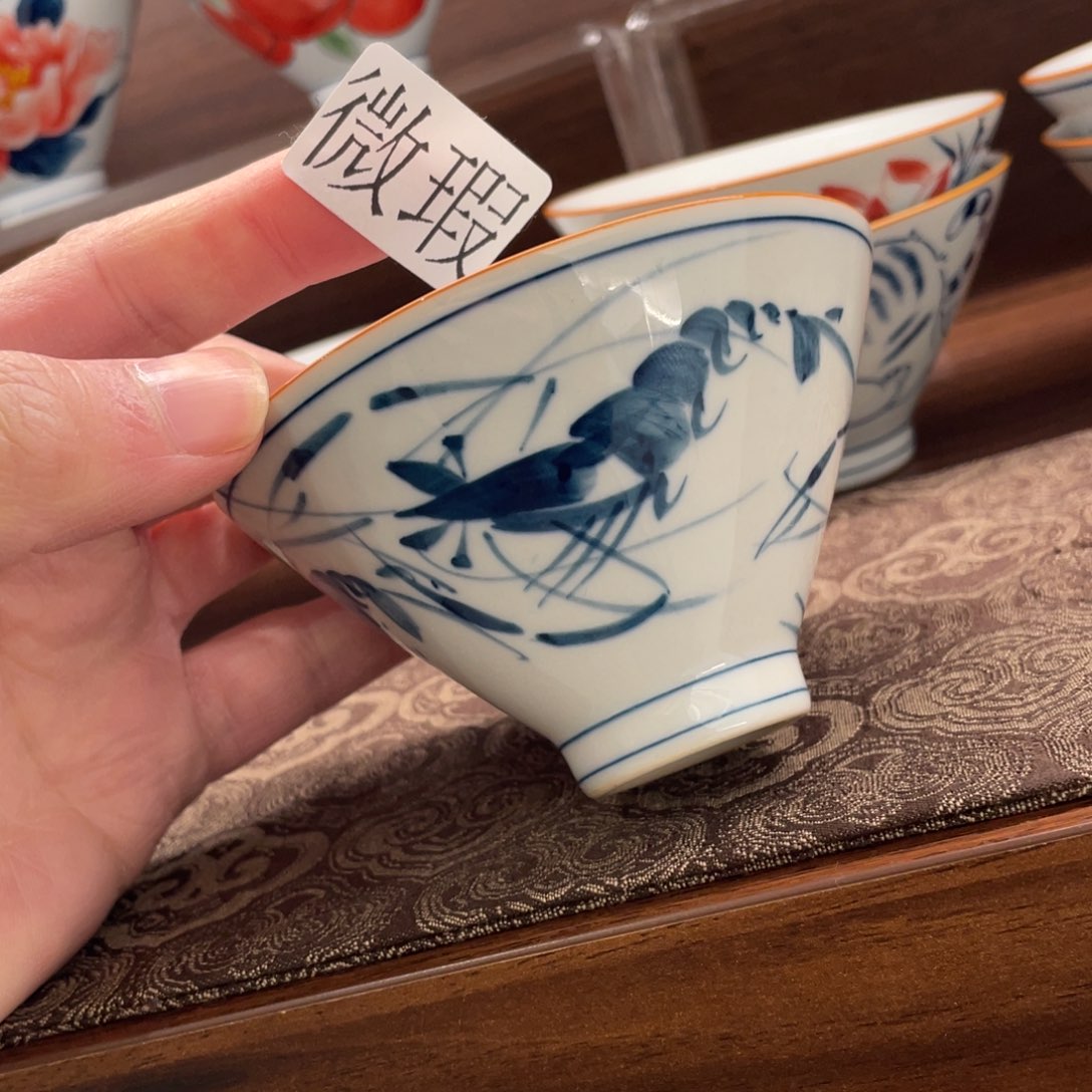 釉下手绘茶具微瑕