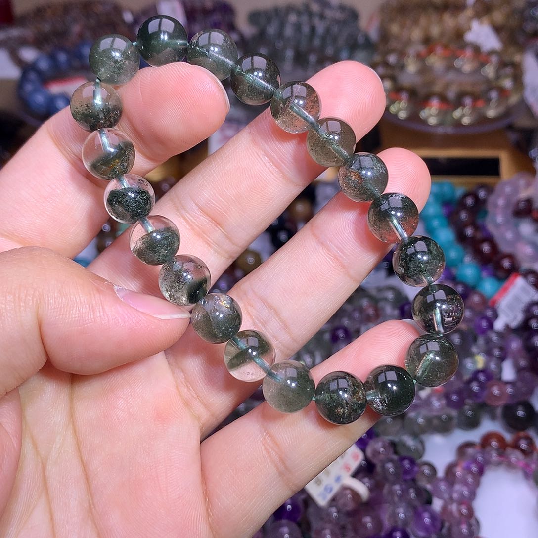 水晶手链未镶嵌9.8mm绿幽灵