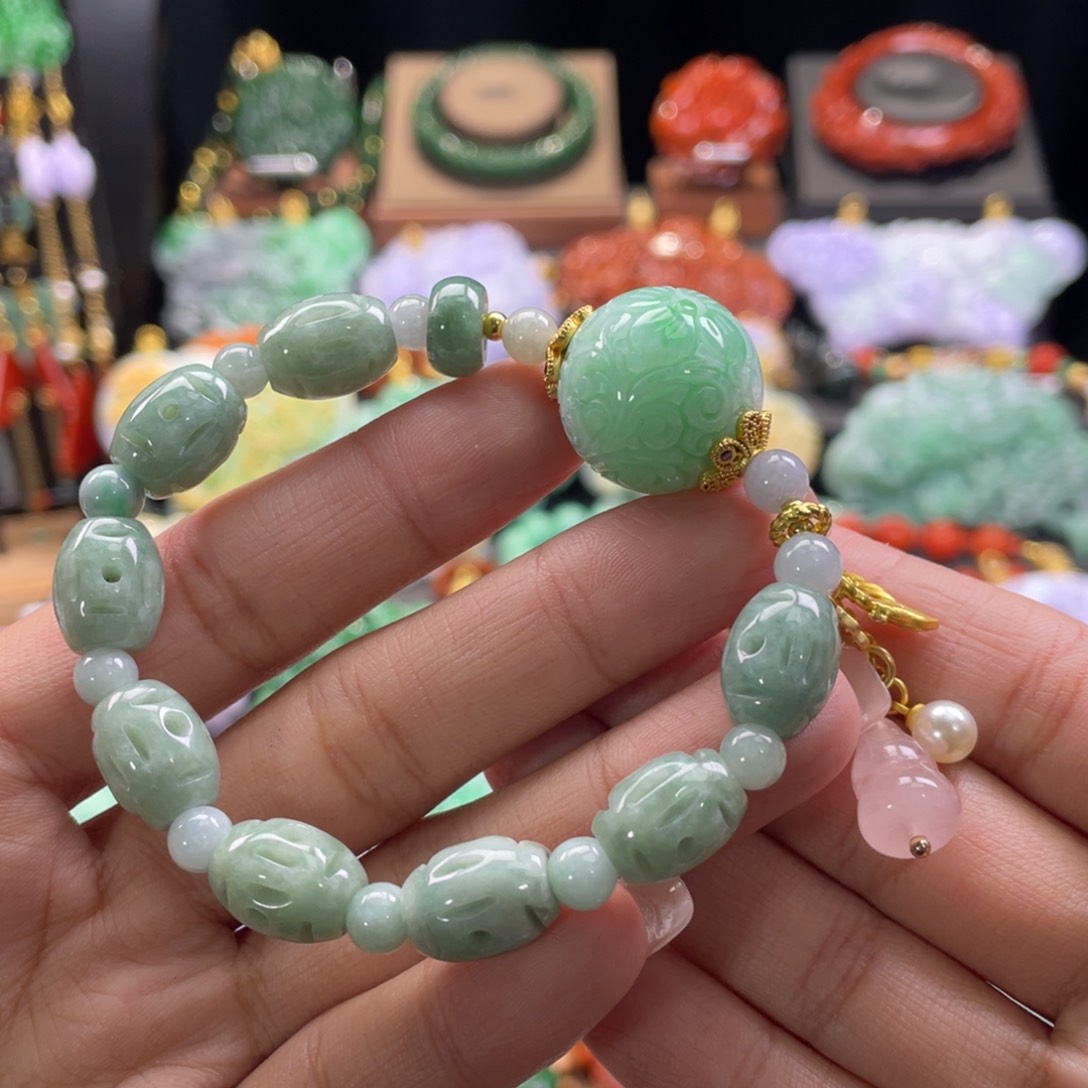 翡翠手链未镶嵌代编织