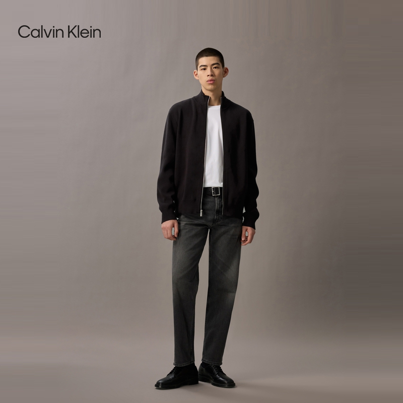 CK Jeans25秋季新款男士商务休闲刺绣拉链立领针织开衫4LD373G