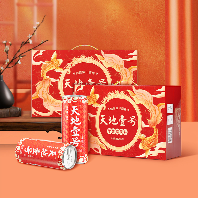 【天地壹号】苹果醋解腻饮料 0脂肪低卡 330ml*15锦鲤礼盒D