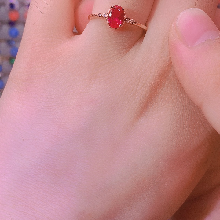 红宝石戒指银S925镶嵌