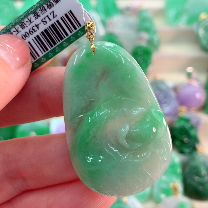 翡翠吊坠(不含链)18K金镶嵌