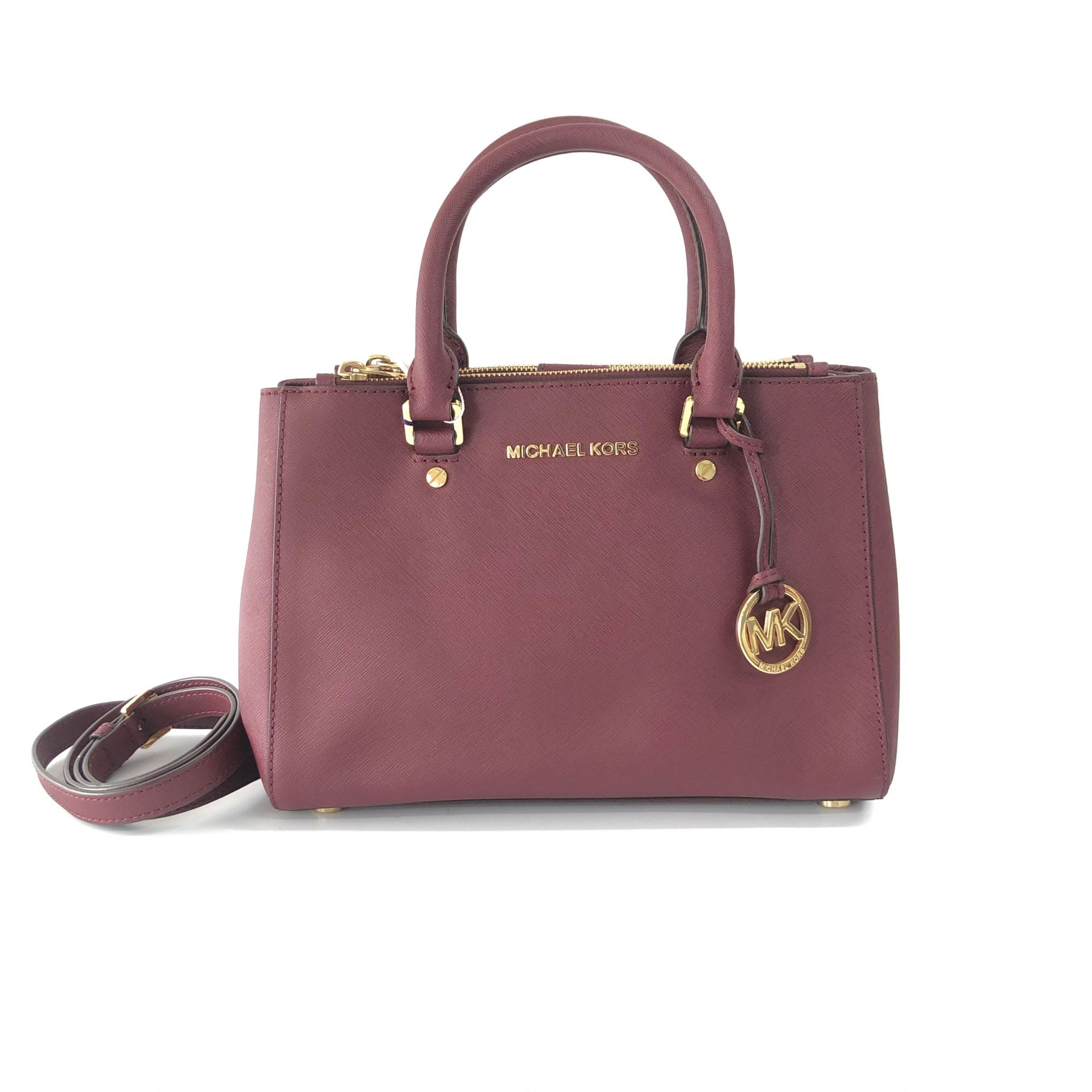 95新 MICHAELKORS/迈克高仕 安洁利 MK酒红色手提单肩包  502225