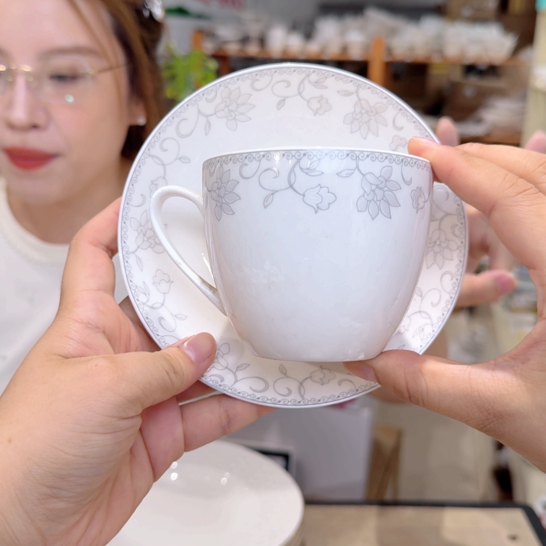 骨瓷骨瓷咖啡杯碟一套220ml外贸骨瓷