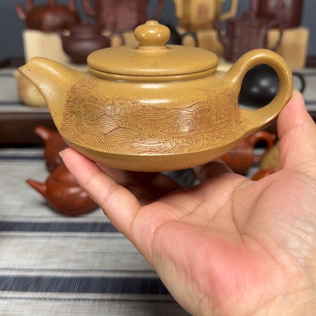 茶壶紫砂玩**叔曲壶黄金段