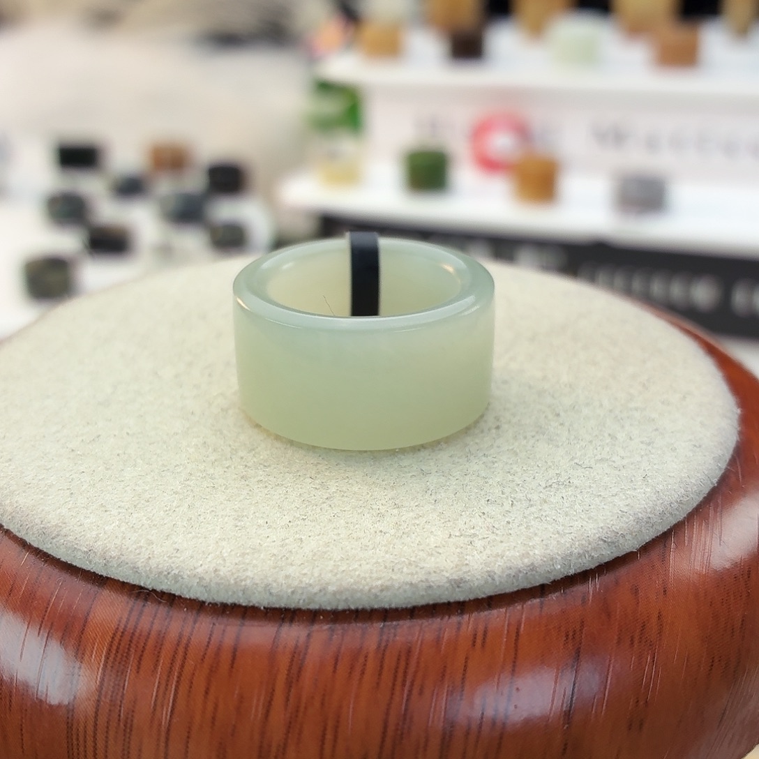 和田玉未镶嵌戒指i45晴水圆切17.2mm