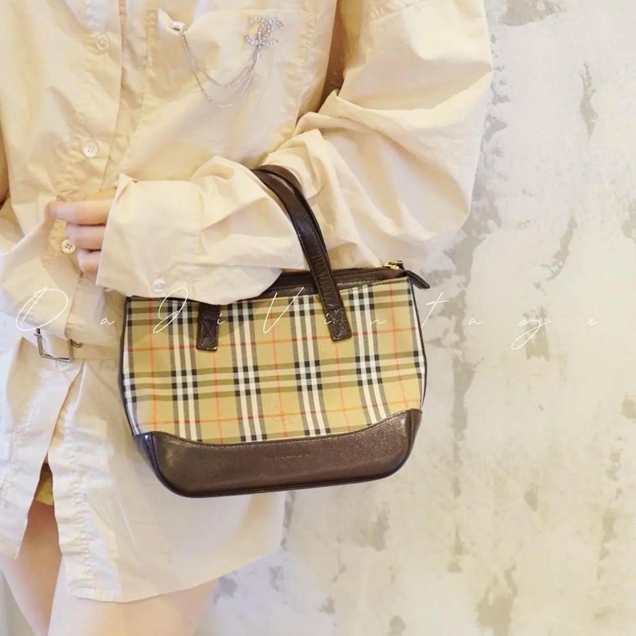 95新 BURBERRY/博柏利 大吉中古/Burberry战马格纹拼棕金币mini菜