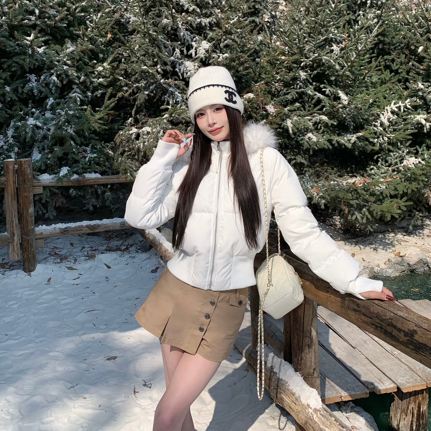 3MER  小海鸥90白鸭绒连帽毛领羽绒服