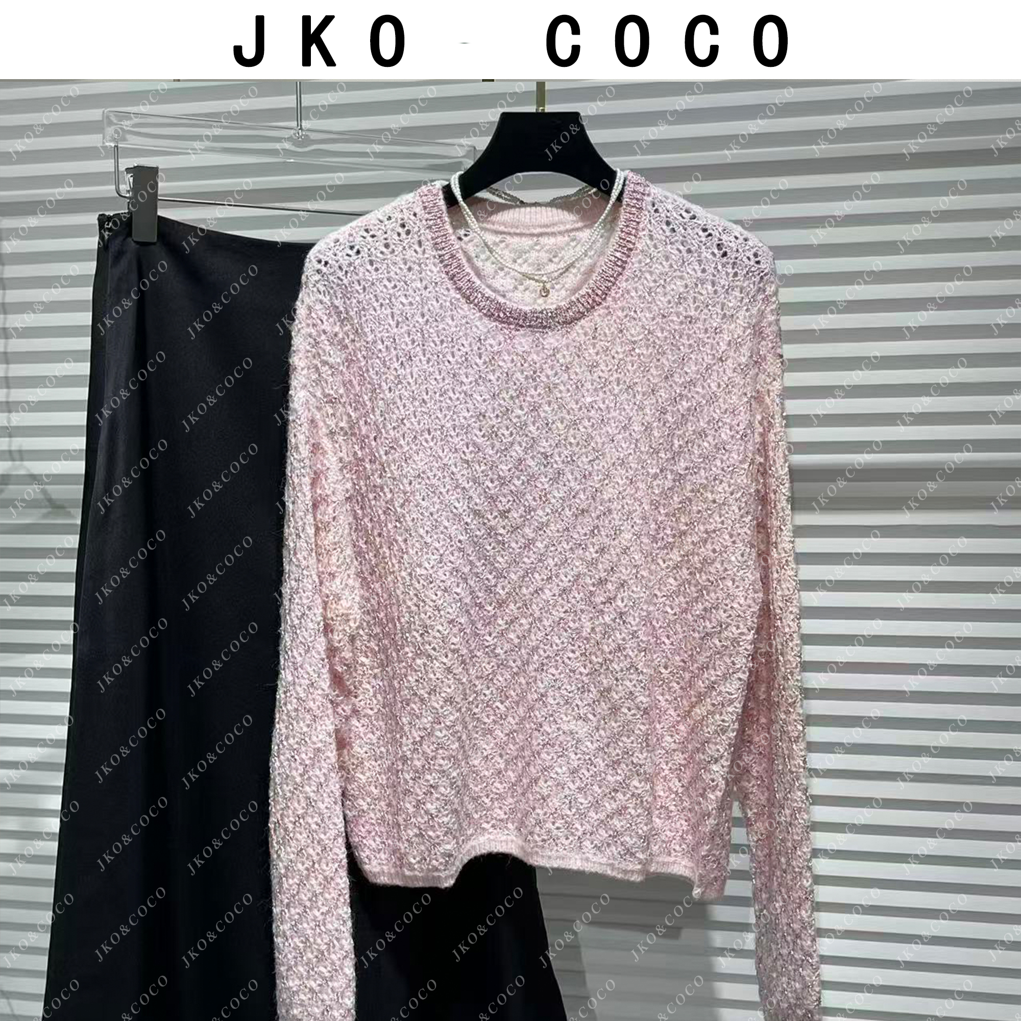 JKO&COCO【粉红假日】2025轻奢显瘦时尚百搭针织衫长袖圆领